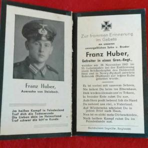 WWII German Officer Death Card