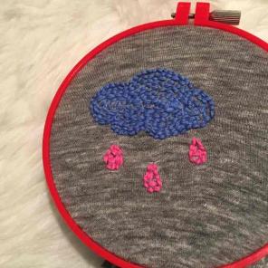 Hand embroidered cloud hoop