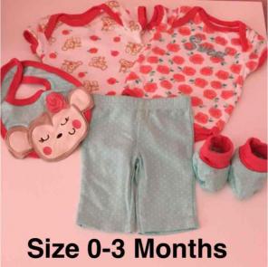 Buster Brown 6 Piece Monkey Floral Set