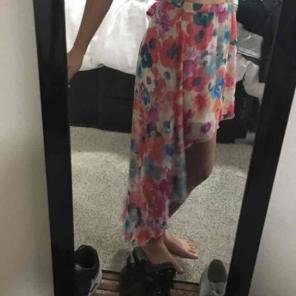 Floral High-Low Skirt
