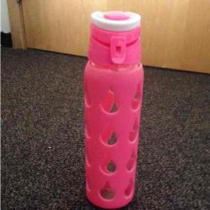 Cute pink glass water bottle