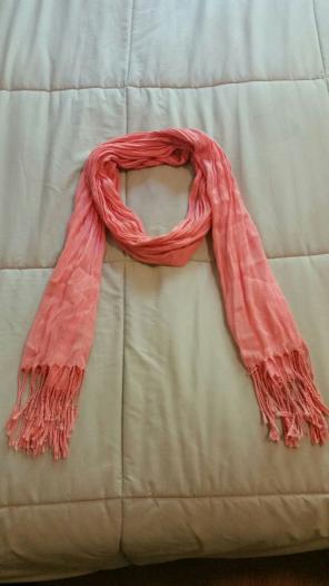 Salmon colored thin scarf