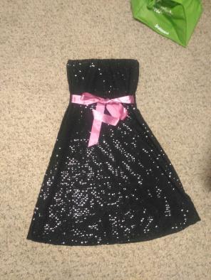 Super cute black sequin dress with pink