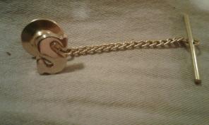 Gold "S" tie pin