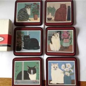 Vtg. Pimpernel Deluxe Finish Cat Coaster