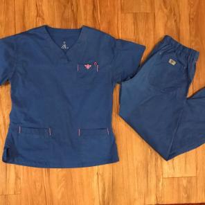 Med Couture XS Royal Blue Scrub Set