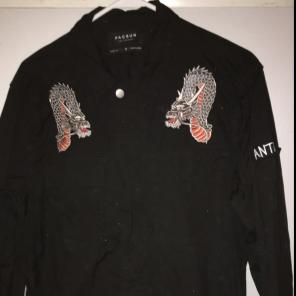 Pacsun Dragon Embroidered Zip-up Jacket