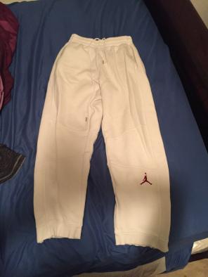 White and Red Authentic Jordan Sweatpant