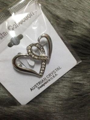 Heart Crystal brooch pin