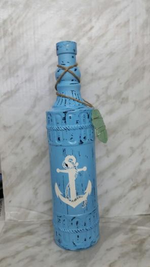 Nautical Anchor Bottle Handpainted