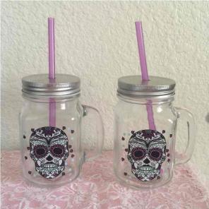 Day of the Dead mason jar glass set