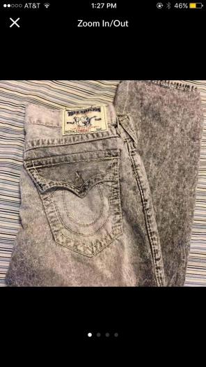 True Religion- Grey Acid Wash "Straight"