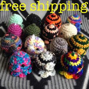 Crocheted Mini Octopus Keychains