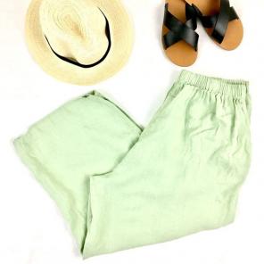 FLAX Green Lightweight Linen Casual Pant