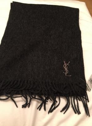 YSL grey 100% wool Embroidered scarf