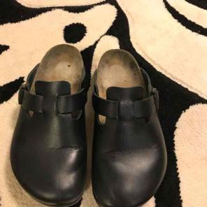 Birkenstock clogs brown black leather 39