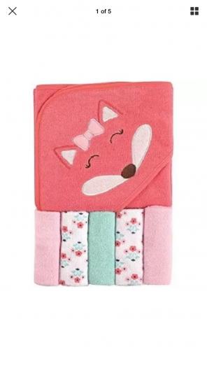 Baby Girl Bath Gift Set Washcloths Towel