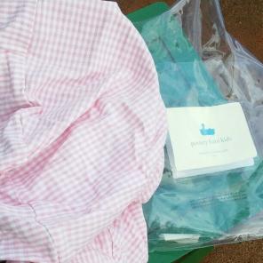 Pottery barn large gingham hamper liner