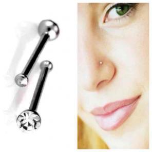 2 clear nose bone studs, 20g