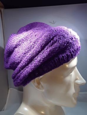 Slouchy Purple Knitted Beanie