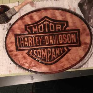 Harley Davidson wood burning