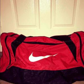 Red Nike duffle bag