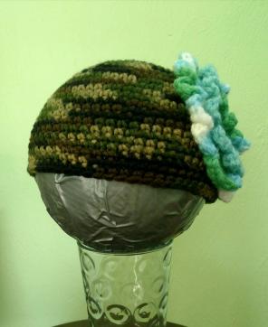 Camo hat with large flower