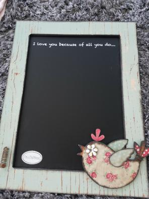 Trans pac Calico Art bird chalkboard.