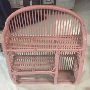Wicker Bathroom Shelf, Pink, 3 Shelves