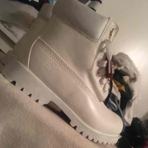 Custom All White Timberlands
