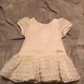 Baby Guess White Rose Lace Dress 6/9 M