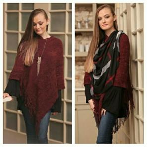 Red Crochet Fringe Poncho