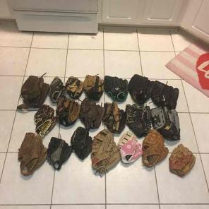 20 baseball gloves