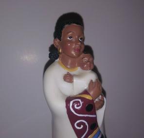 African Female with Child Figurine