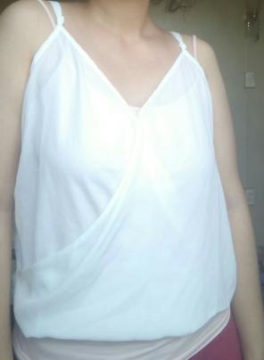 Sheer white V top