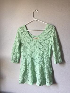 Mint colored Peplum Lace Shirt