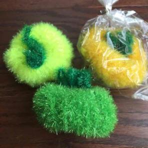 New) set of 3 handmade apple sponges