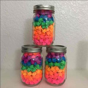 Rainbow origami paper stars