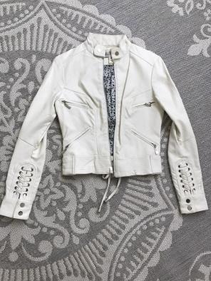 White/cream Faux Leather Jacket