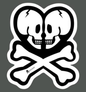Skull heart and crossbones sticker decal