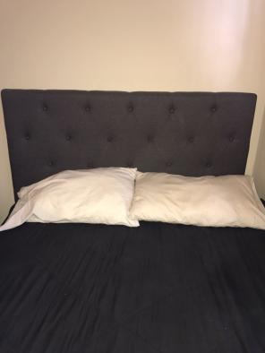 Grey tufted Fabric Headboard & Frame