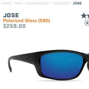 CostaDel Mar JOSE sunglasses 580G + case