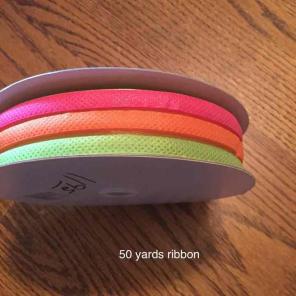 50 yards ribbon neon pink, orange, green