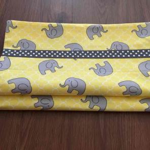 2 Burp Cloths, yellow gray, elephants