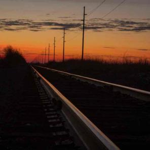 11x14 train track at sunrise print