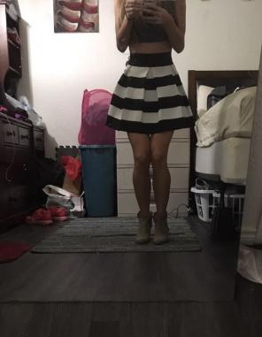 Striped Pleated Skirt