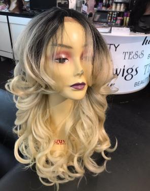 Wig Ombré Swisslace Long Human Blend