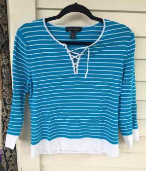 Turquoise and white striped