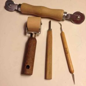leather working / clay tools wood handle