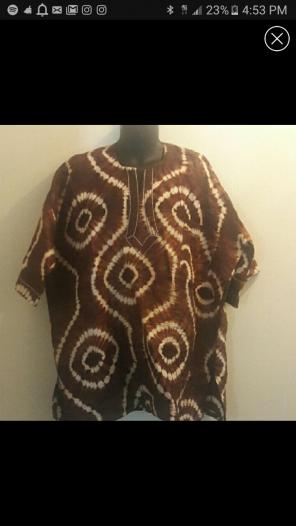XXL African Dashiki, Cream & Brown